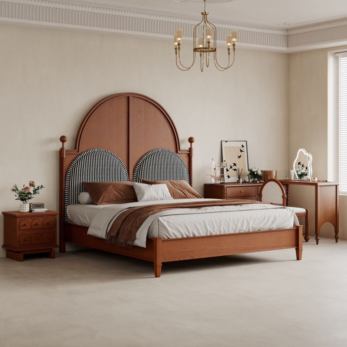 Lucca Italian Classic Solid Ash Wood King Size Bed 180x200 (Pre-Order 60Days Delivery)
