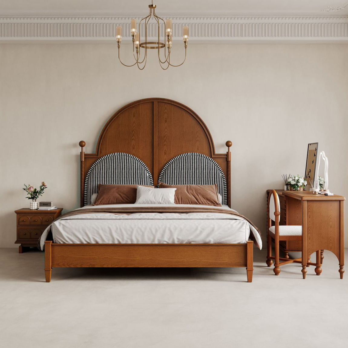 Lucca Italian Classic Solid Ash Wood King Size Bed 180x200 (Pre-Order 60Days Delivery)