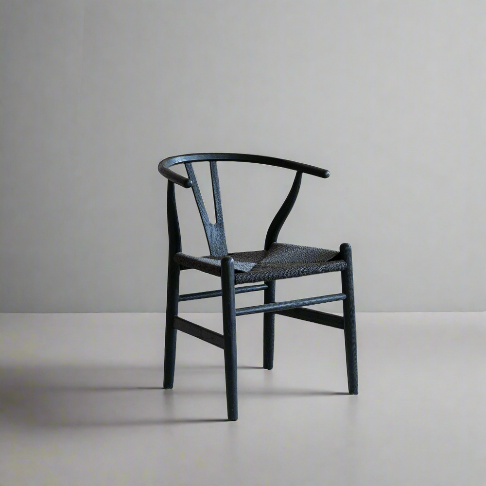 Wishbone Black Raw Wood Dining chair Ws Living Furniture Dubai