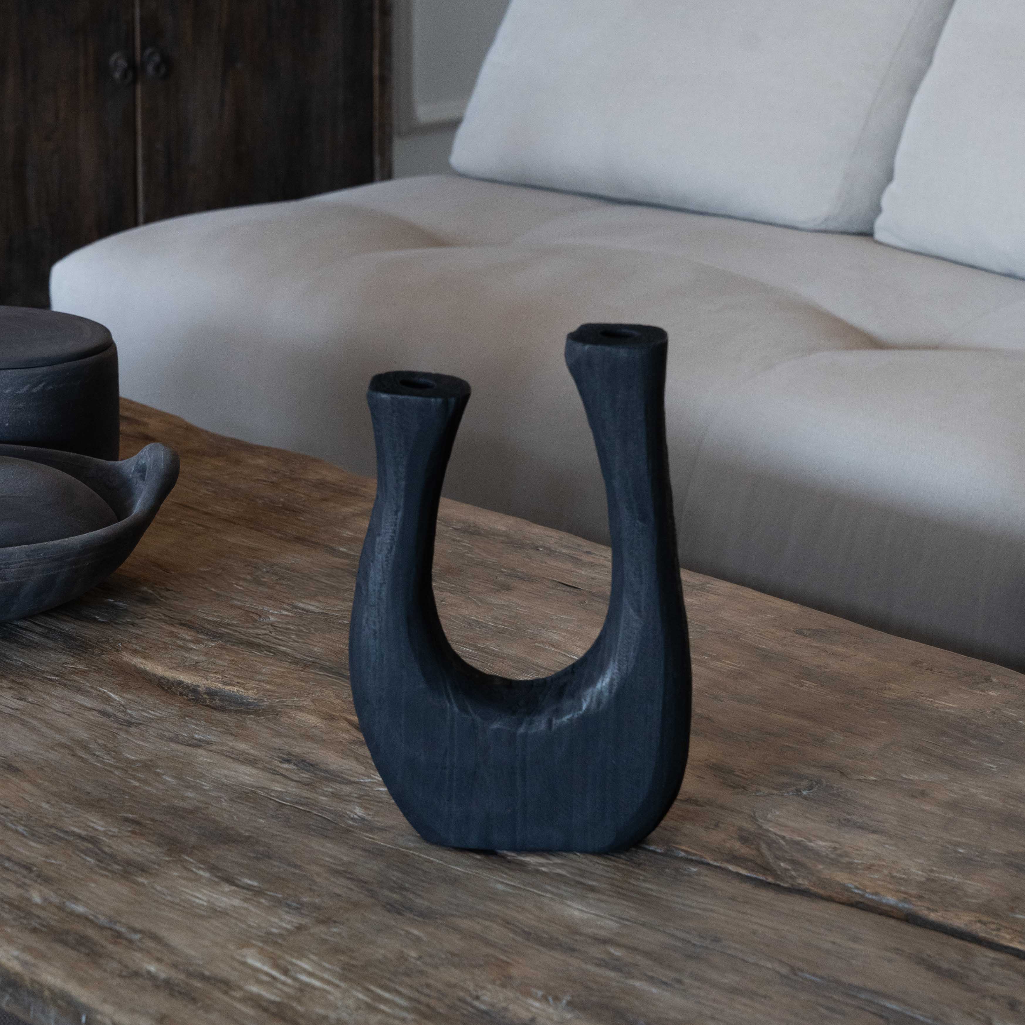 Rustic Reverie Decorative Nordic Wood Black Home Decor - Vase - WS Living - UAE Home Furniture Stores in Dubai