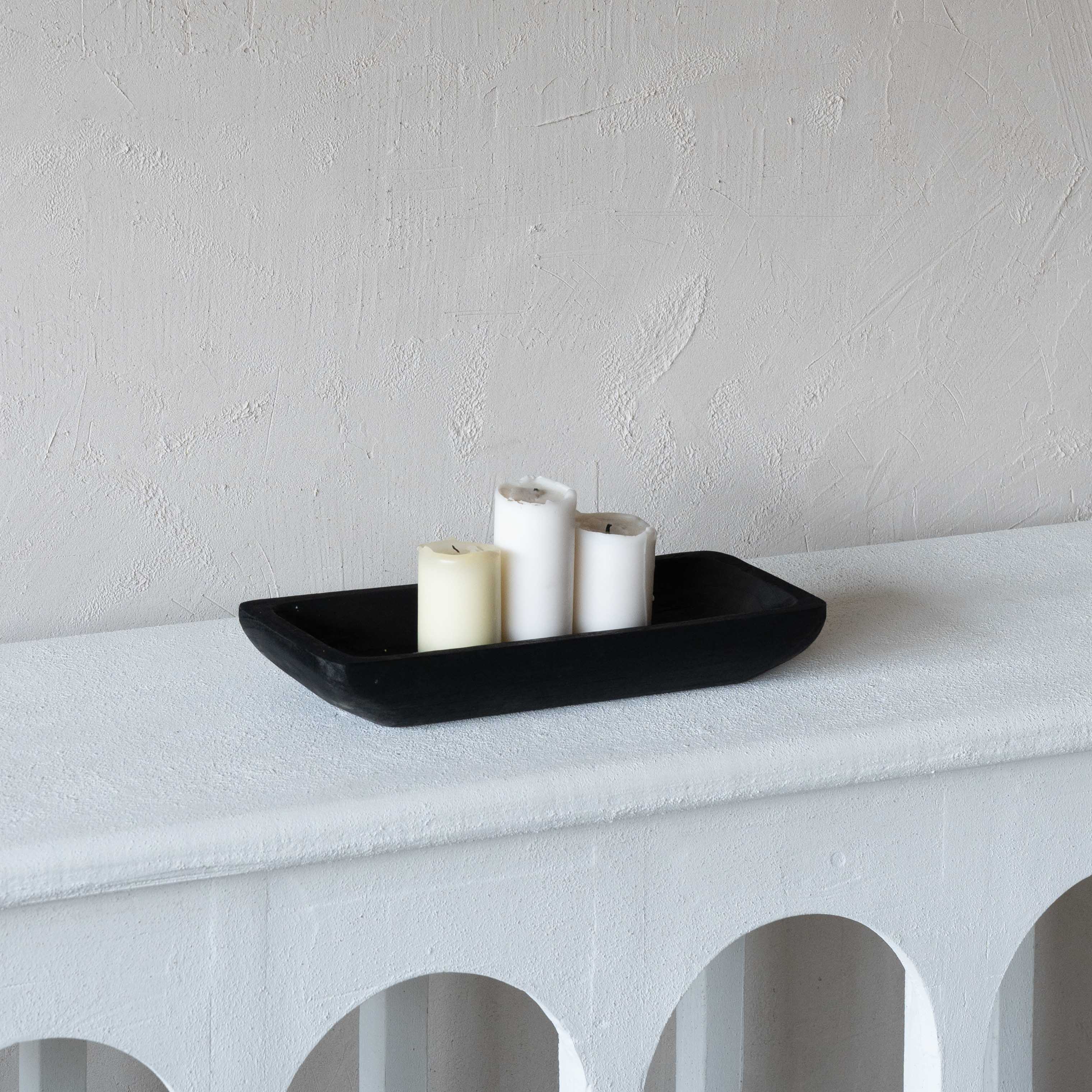 Artisan Decorative Black Solid Wood Rectangle Tray