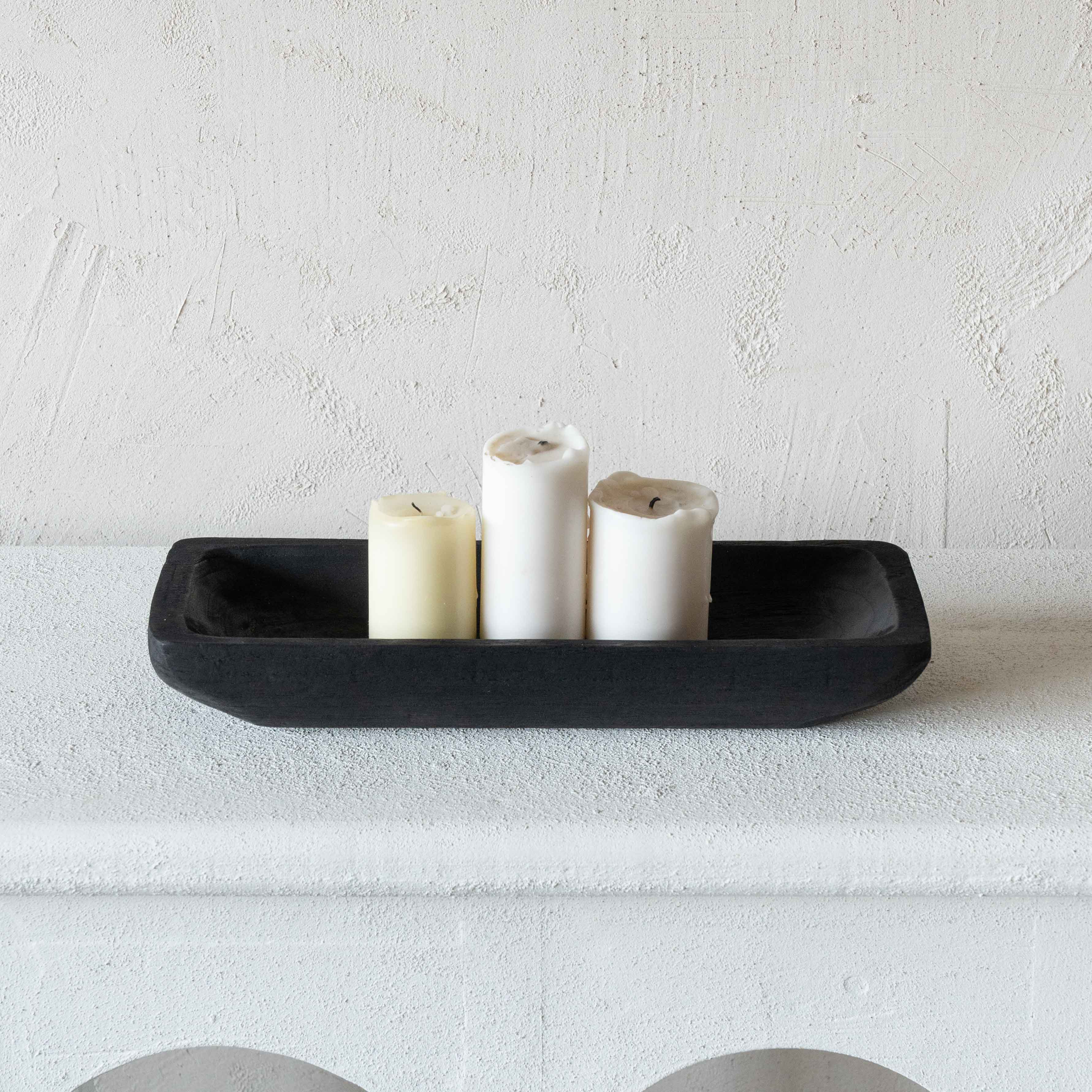 Artisan Decorative Black Solid Wood Rectangle Tray