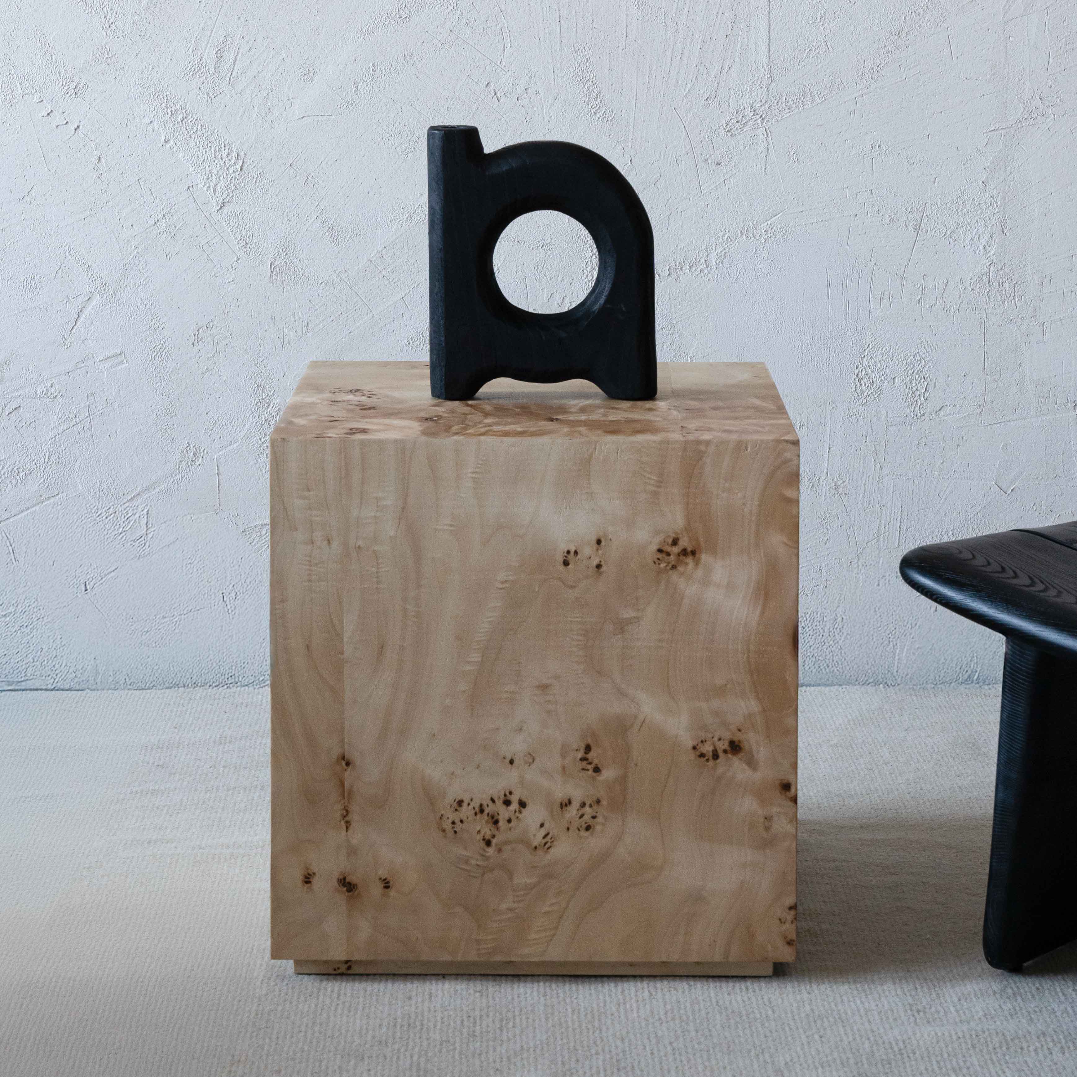 Artisan Cube Classic Burl Wood End Side Table  | Accent Table - Side Tables - WS Living - UAE Home Furniture Stores in Dubai