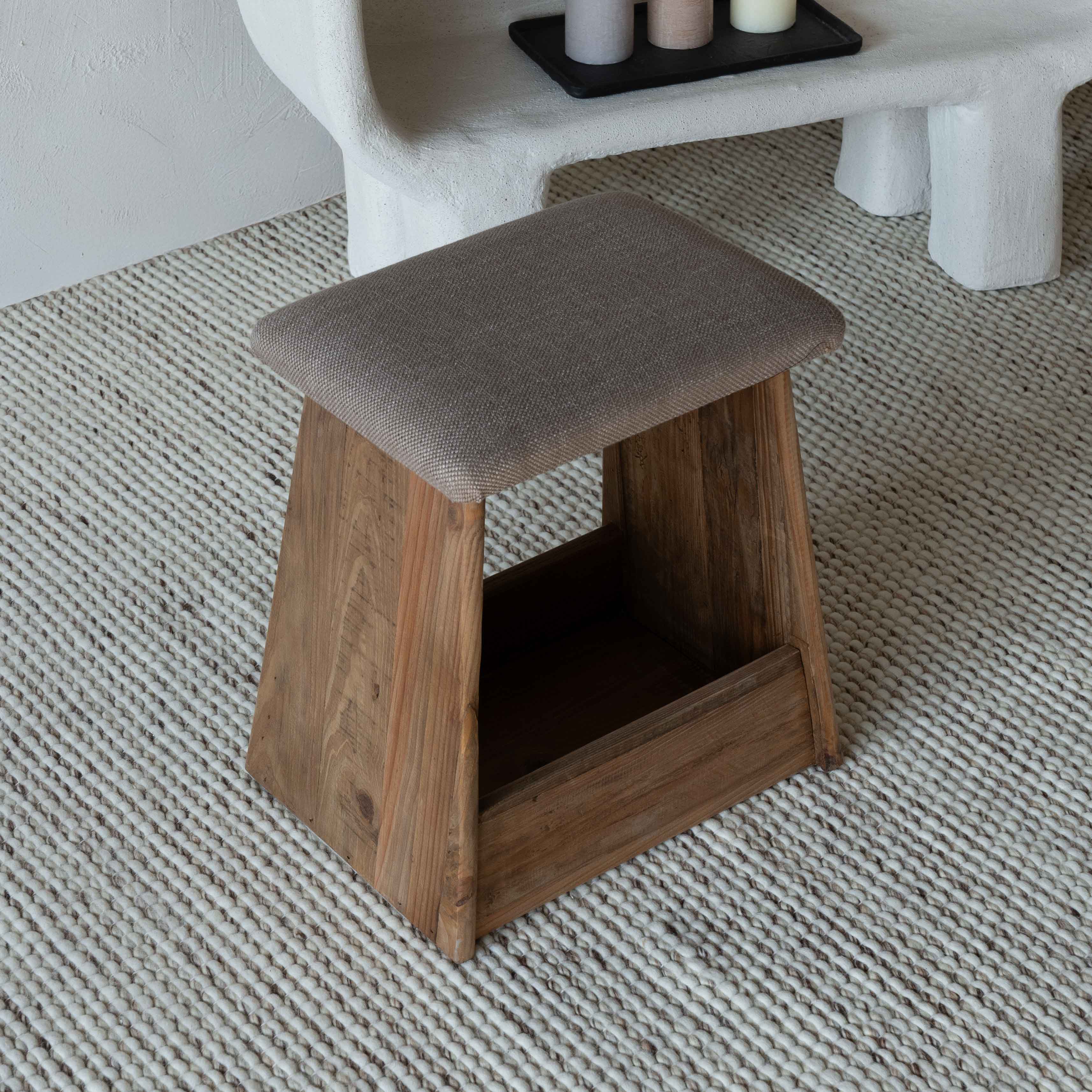 Woodlander Solid Wood Stool | Accent End Side Table