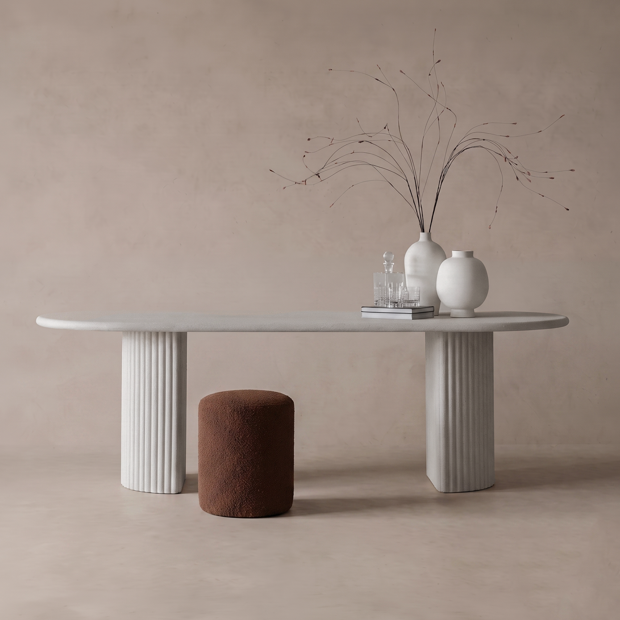 Classic Flute Alaska U-Shape Leg Oval Top Dining Table