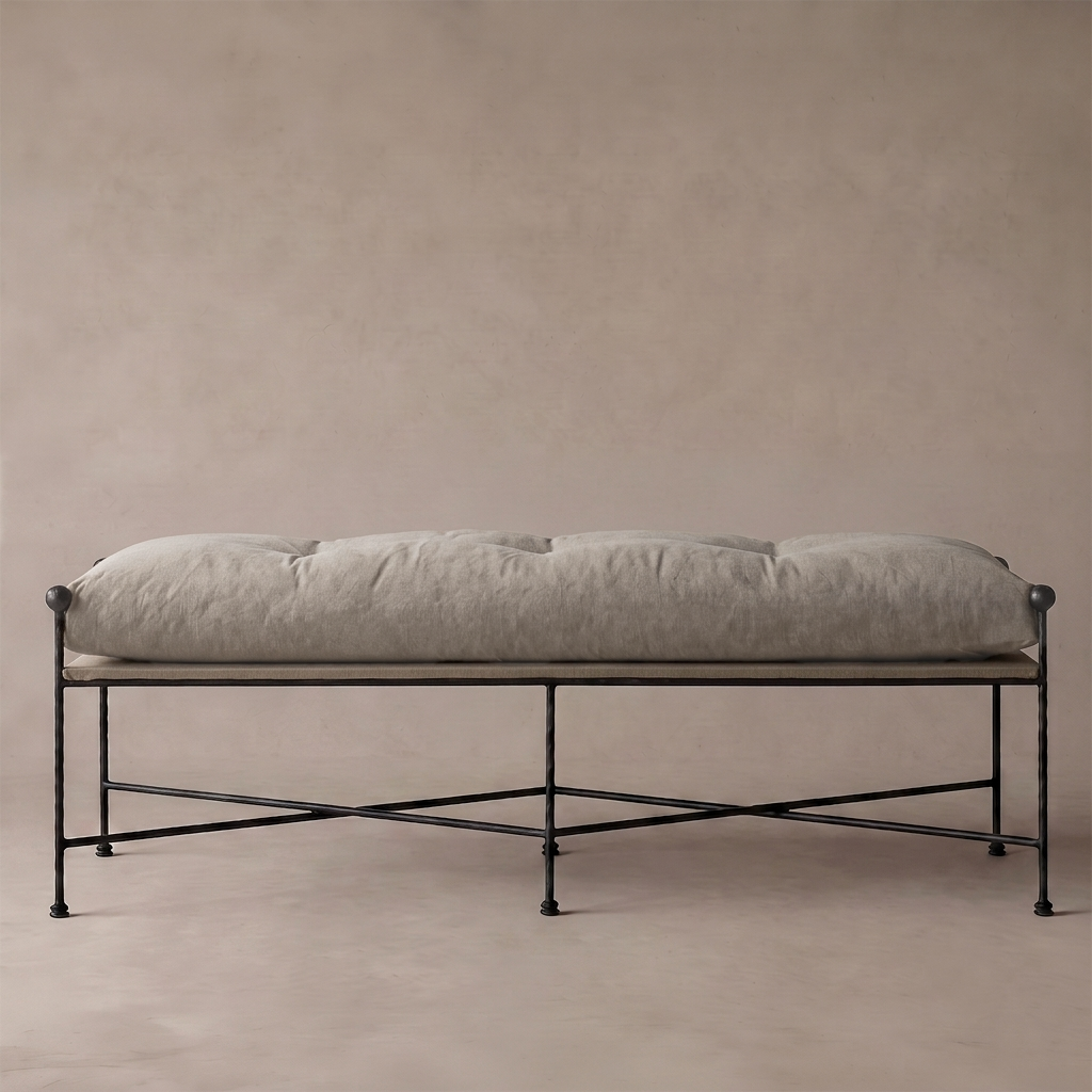 Alden Neo-Classical Upholstered Bench - BEIGE