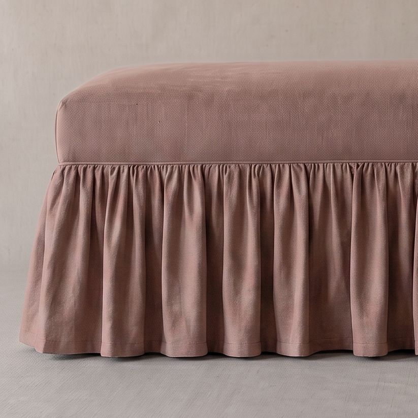 Rosalie Skirted Upholstered Linen Bench
