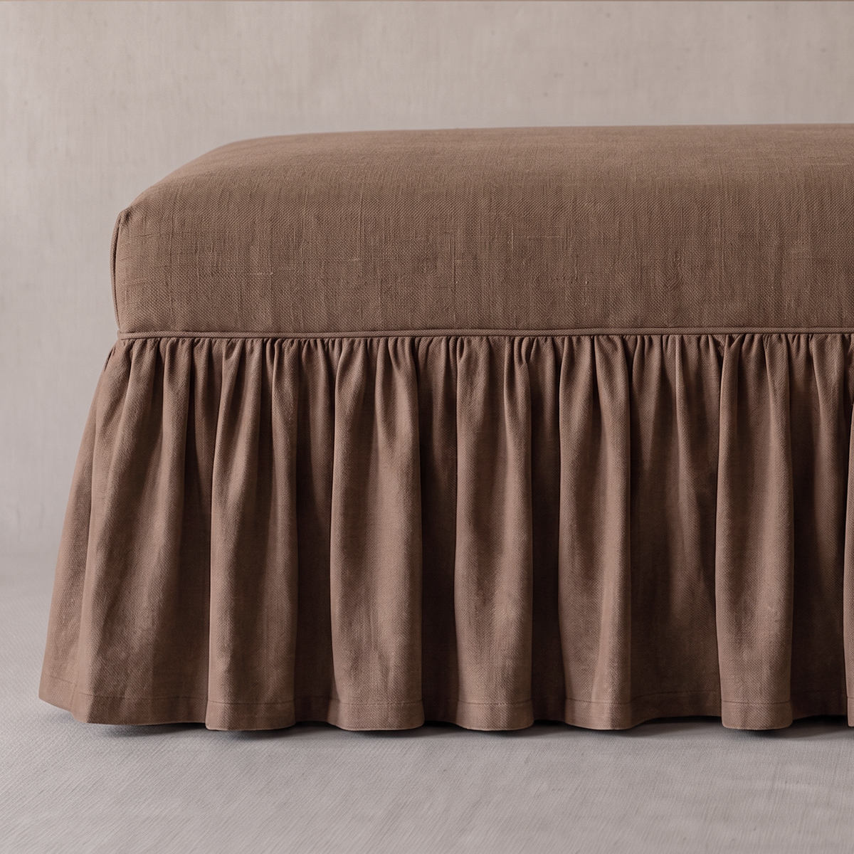 Rosalie Skirted Upholstered Linen Bench