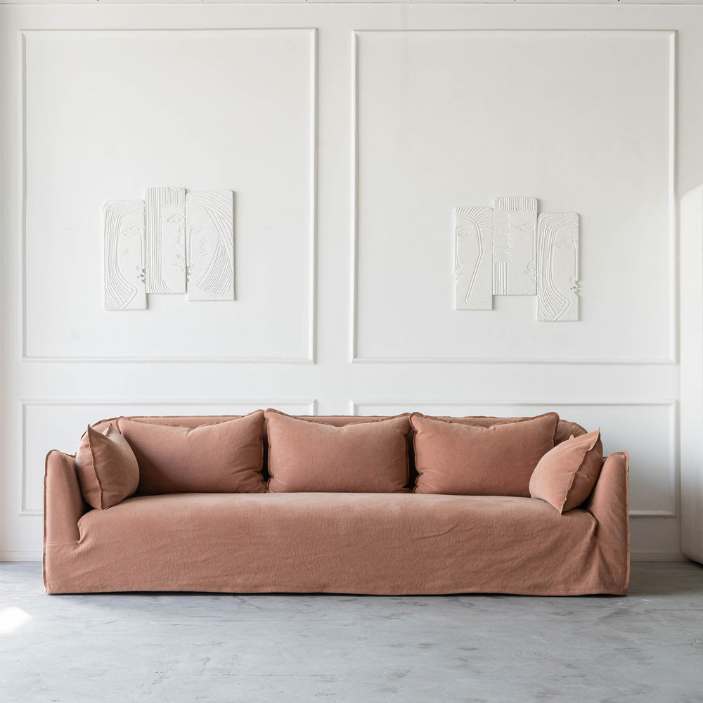 Clara Sofa- Light orange  - WS Living - UAE -  Wood and steel Furnitures - Dubai