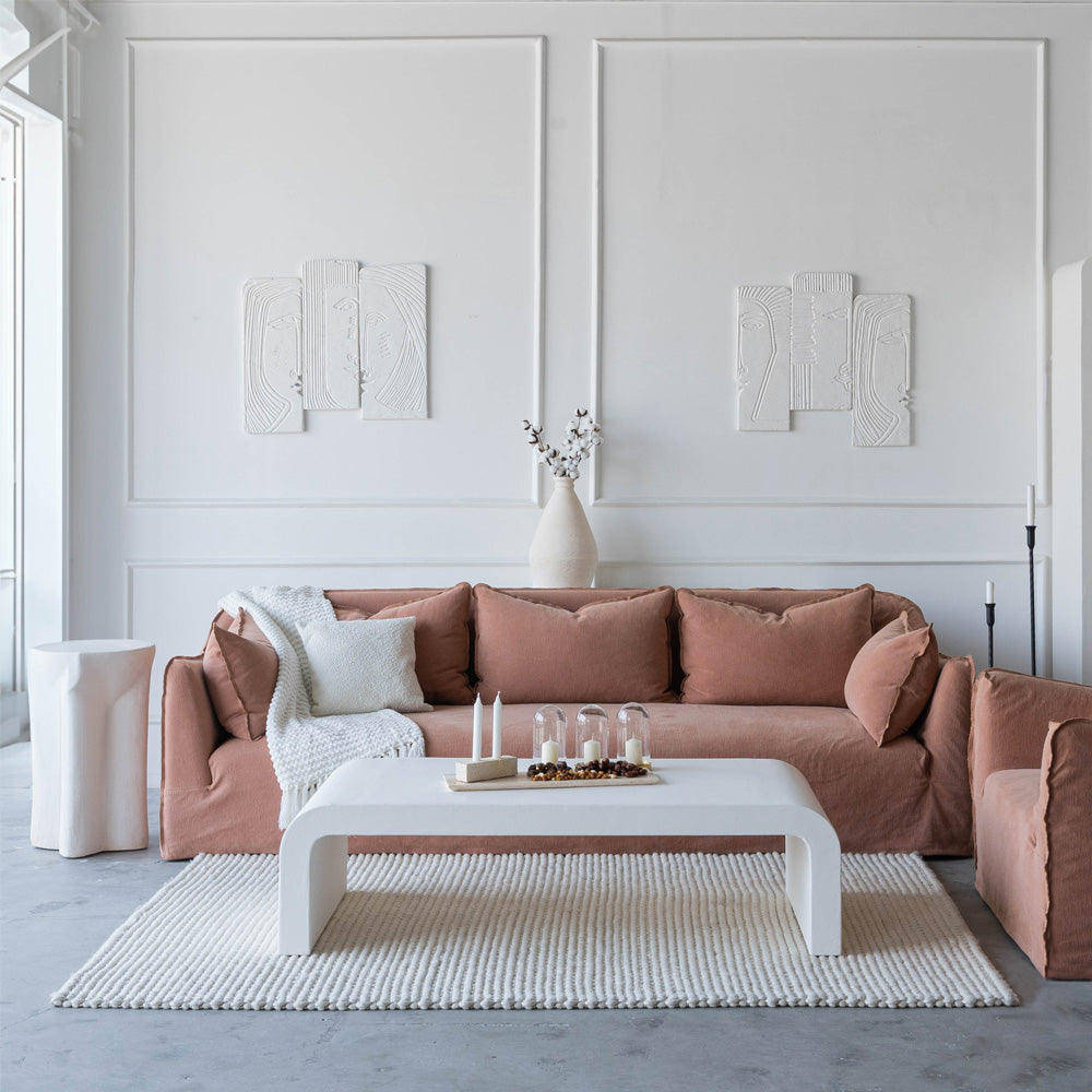 Clara Sofa- Light orange  - WS Living - UAE -  Wood and steel Furnitures - Dubai