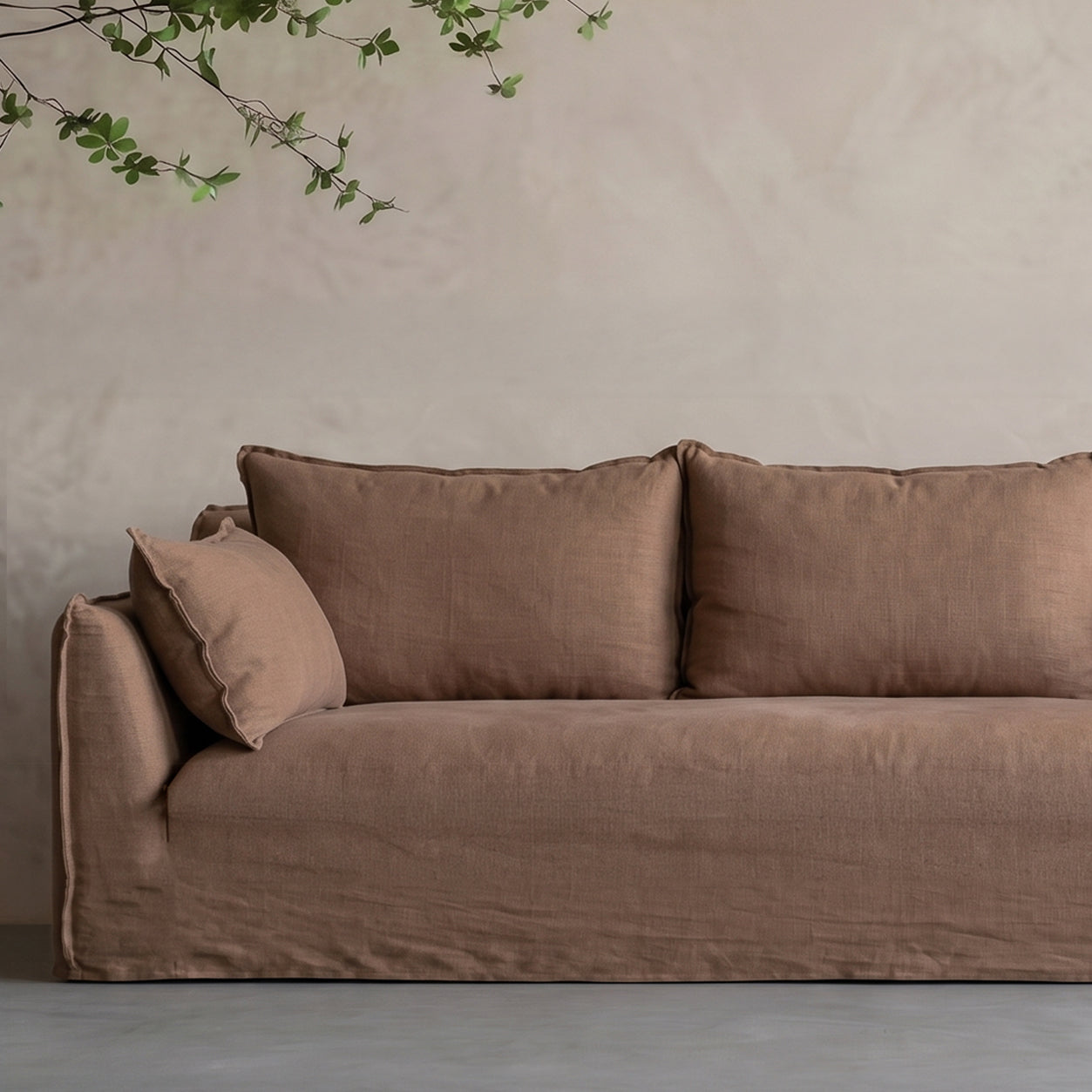 كنبة كلارا العصرية والكلاسيكية ثلاثية المقاعد - برتقالي فاتح