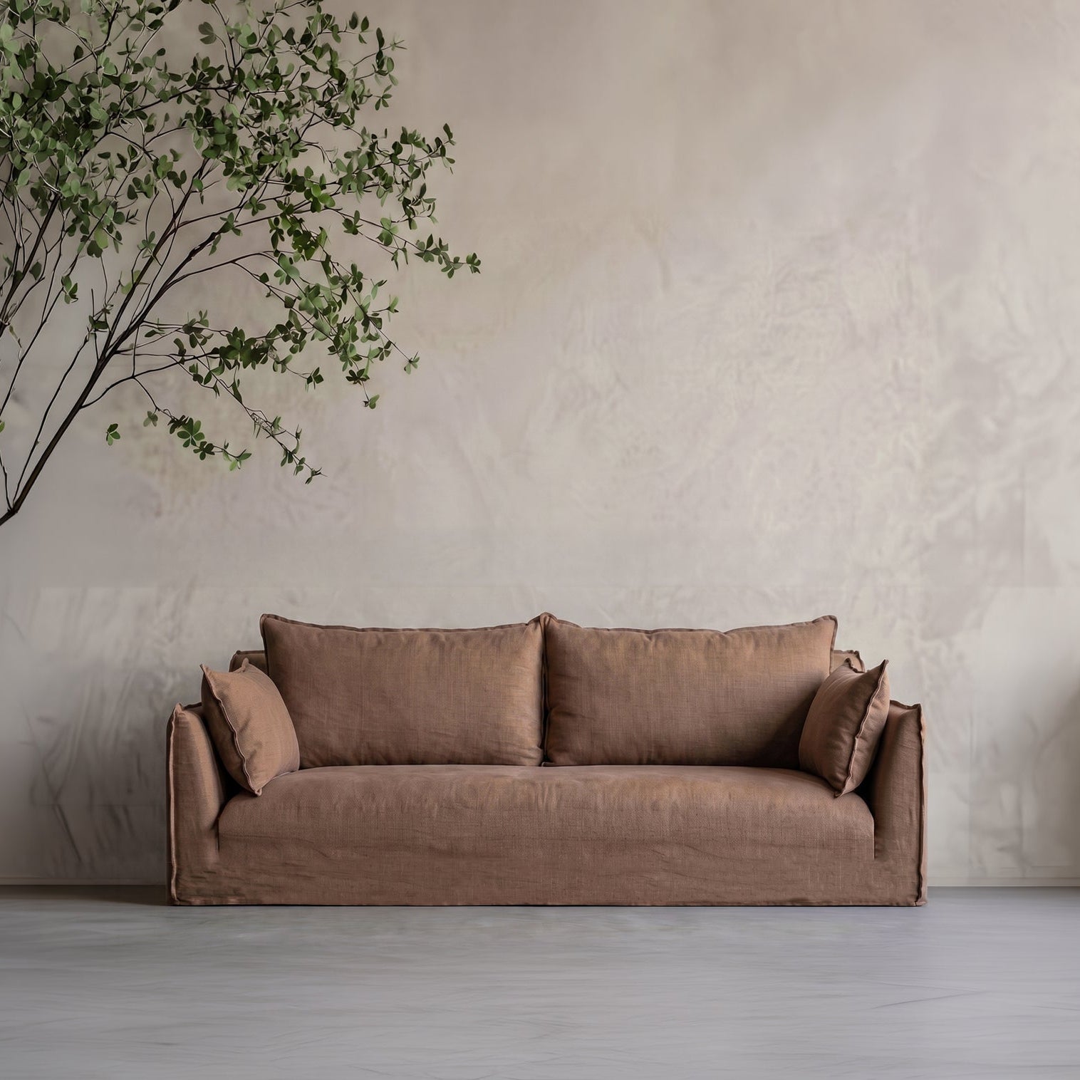 كنبة كلارا العصرية والكلاسيكية ثلاثية المقاعد - برتقالي فاتح