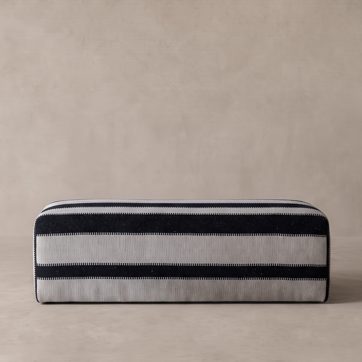 Ghoson Modern Beige & Black Fabric Bench