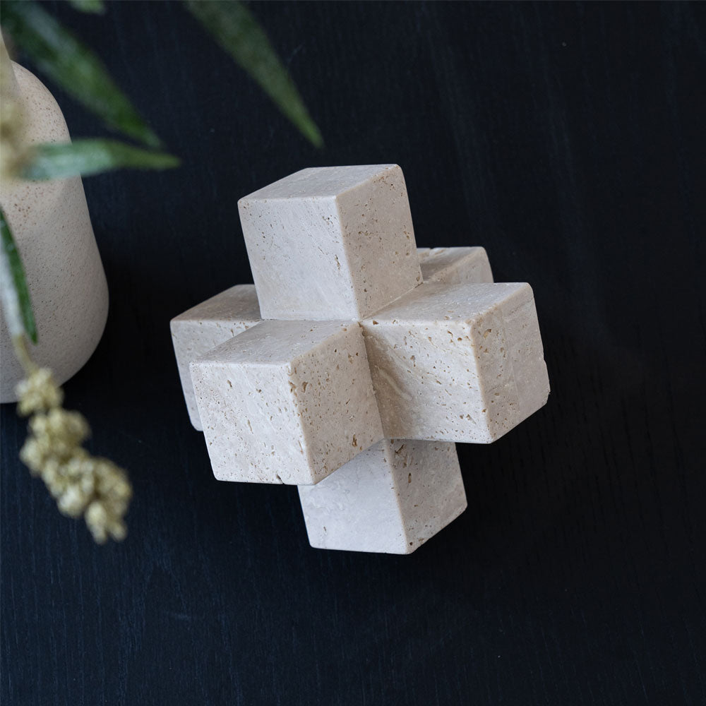 Travertine Marble Dice  - WS Living - UAE -  Wood and steel Furnitures - Dubai