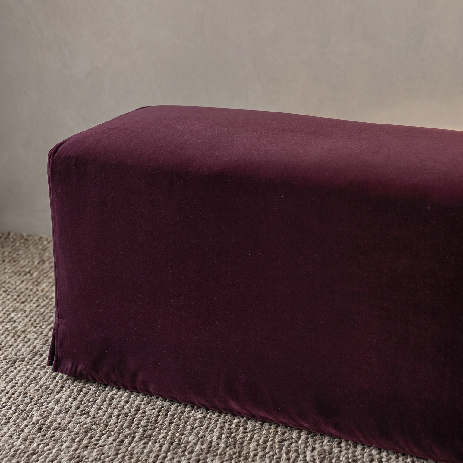 Velmora Evie Upholstered Velvet Bench - Burgundy