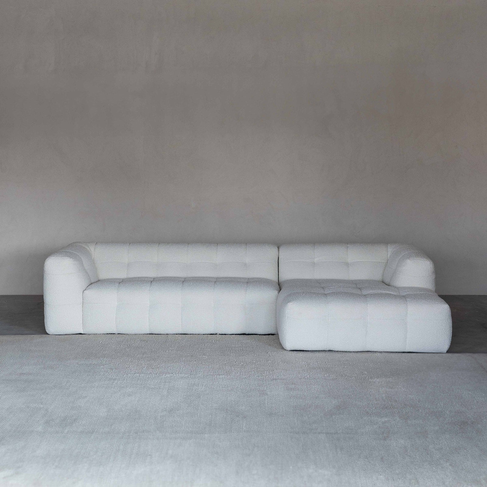 Pina White Boucle Right Side Corner & L Shape Sofa - Sofas - WS Living - UAE Modern Home Furniture Stores in Dubai