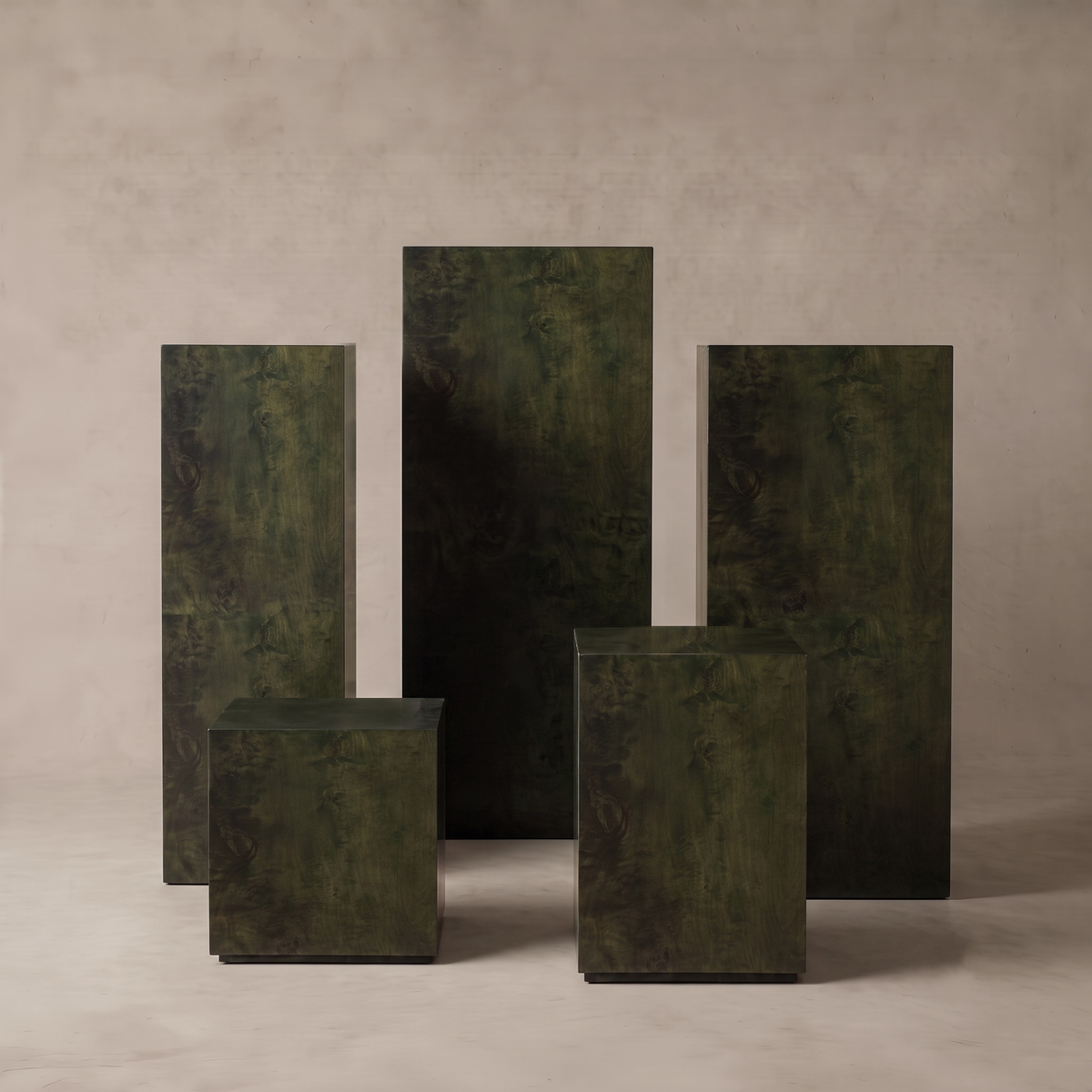 Burl Wood Green - Custom Size Pedestal & Side Table