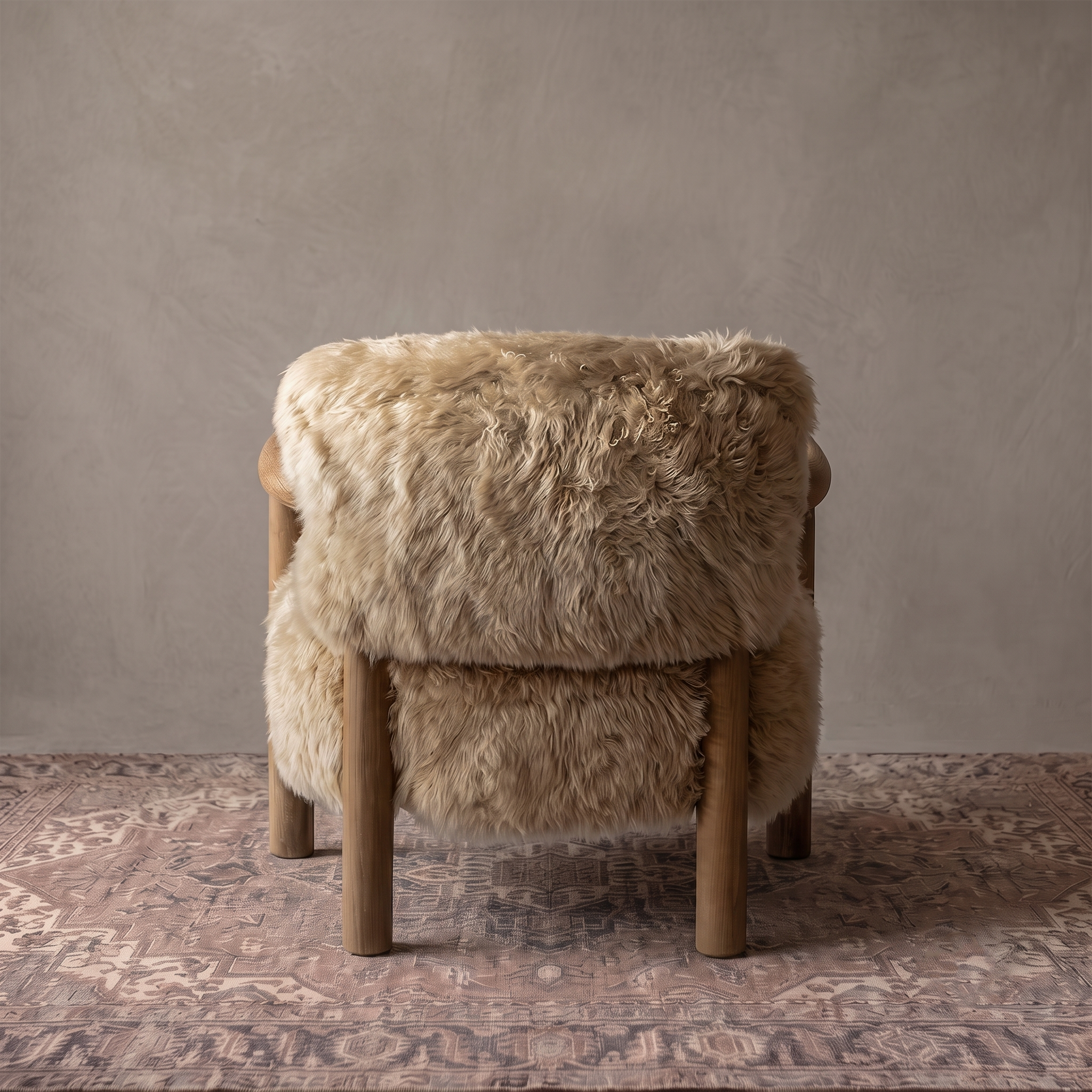 Fellwood Sheep Fur & Solid Oak Lounge Chair