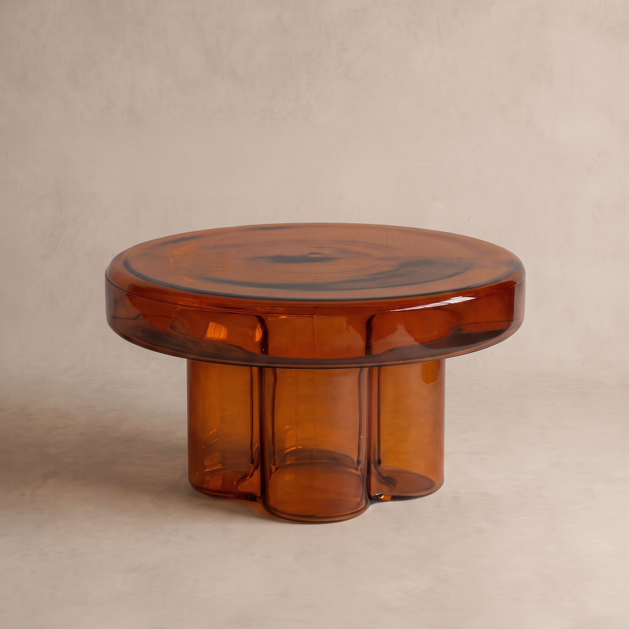 Lunaria Amber Modern Glass Coffee Table