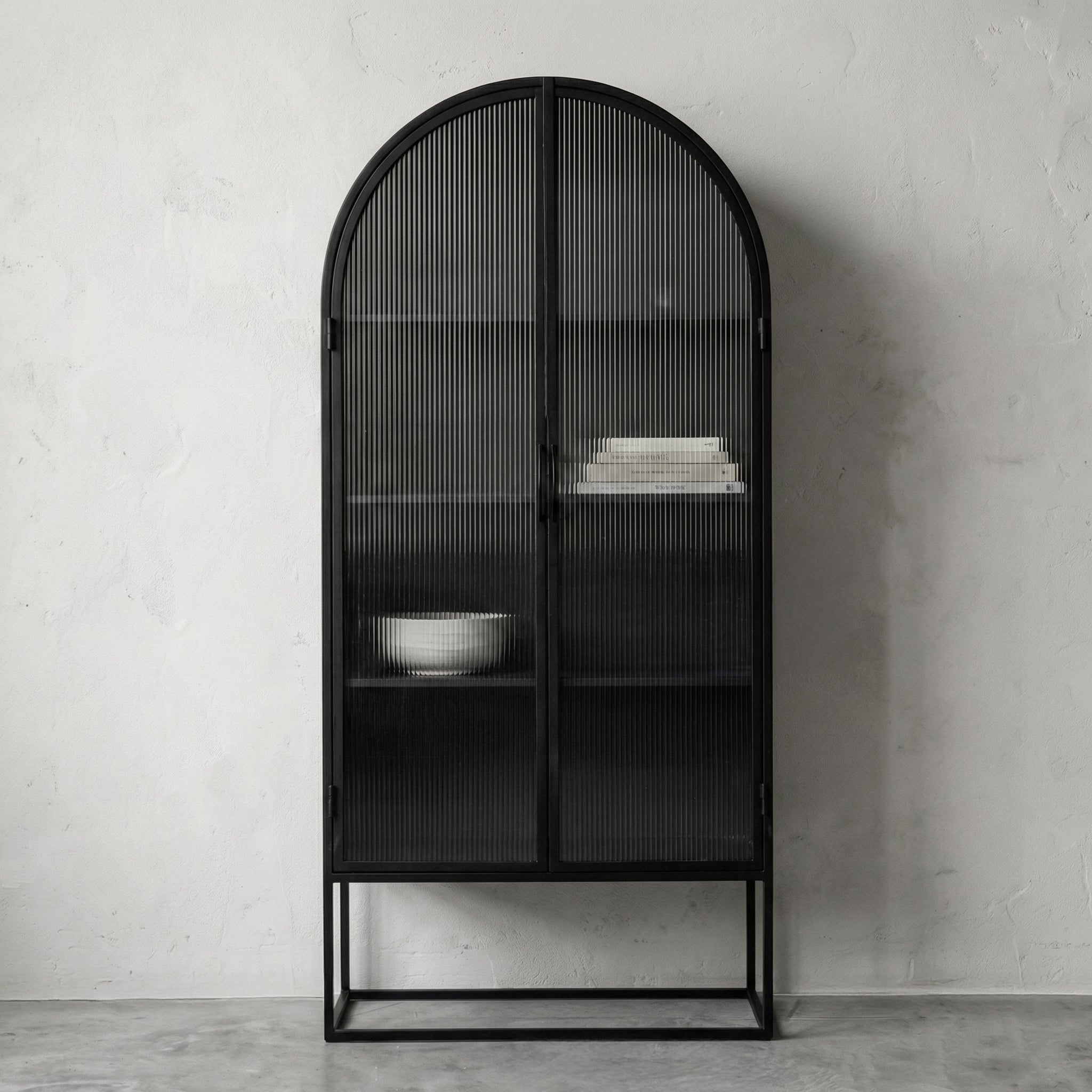 Magnolia Arc Steel Glass Door Cabinet