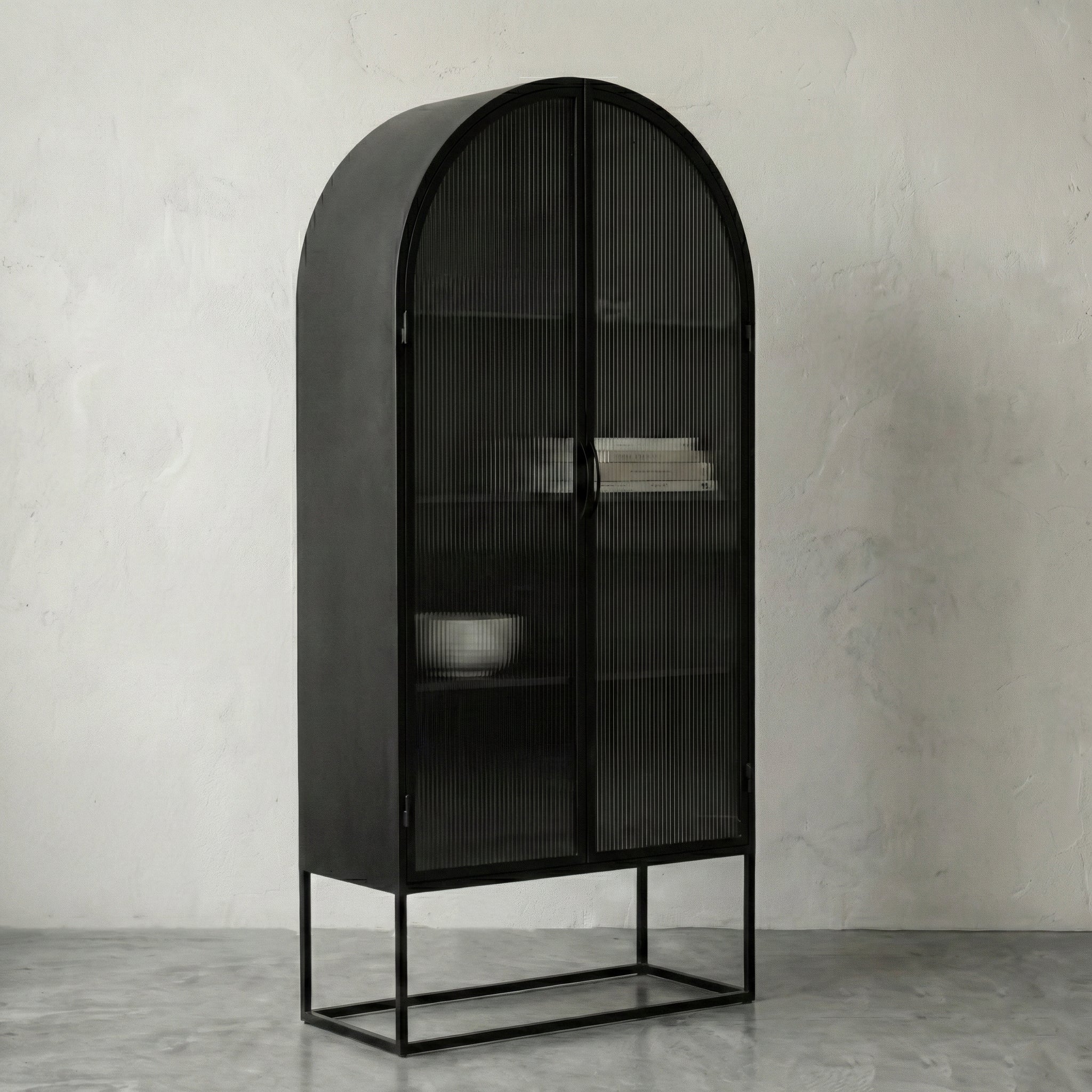 Magnolia Arc Steel Glass Door Cabinet