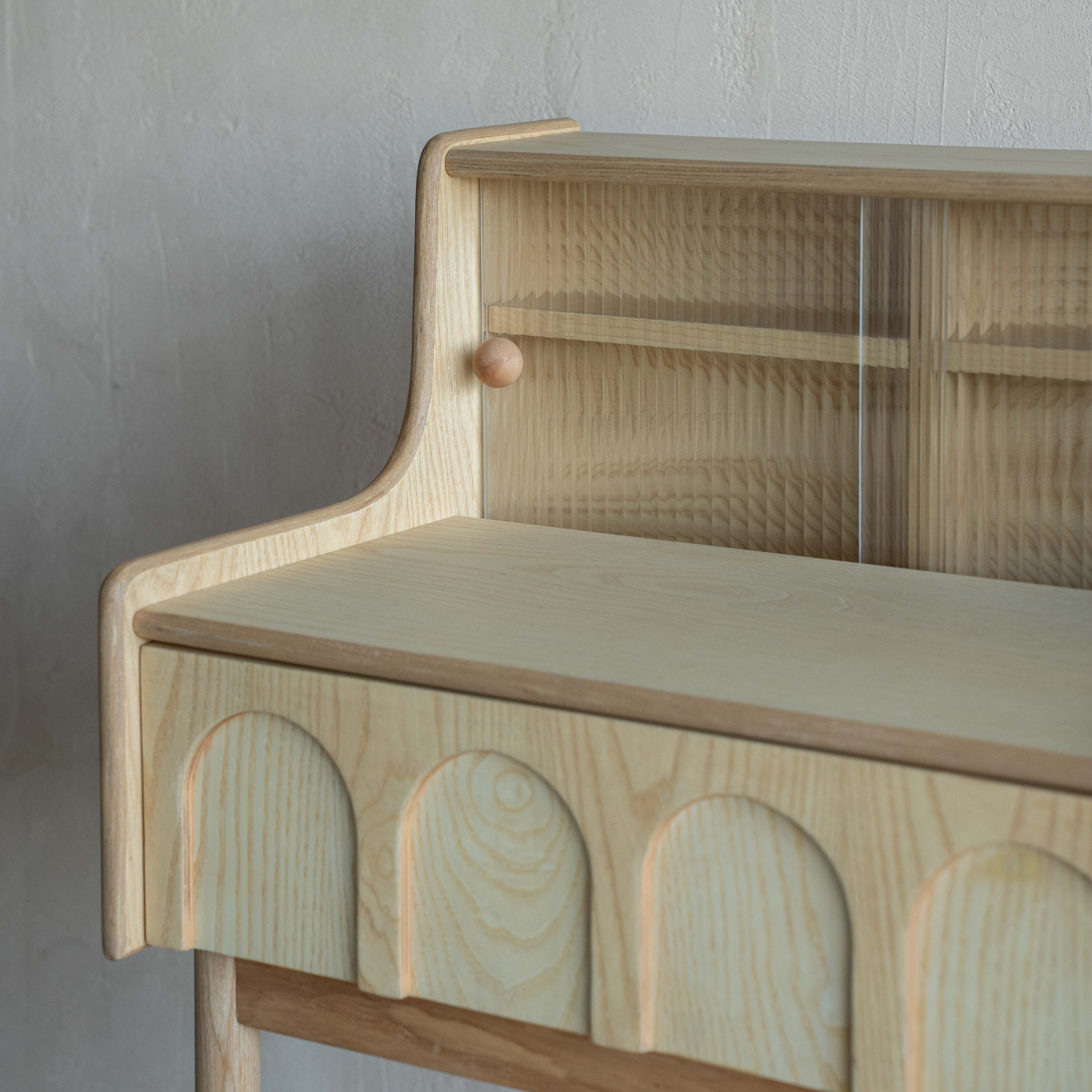 Mavrin Arched Mid Century Dressing Table With Stool - NATURAL - Dressing Table - WS Living Furniture  Furniture Store in Dubai