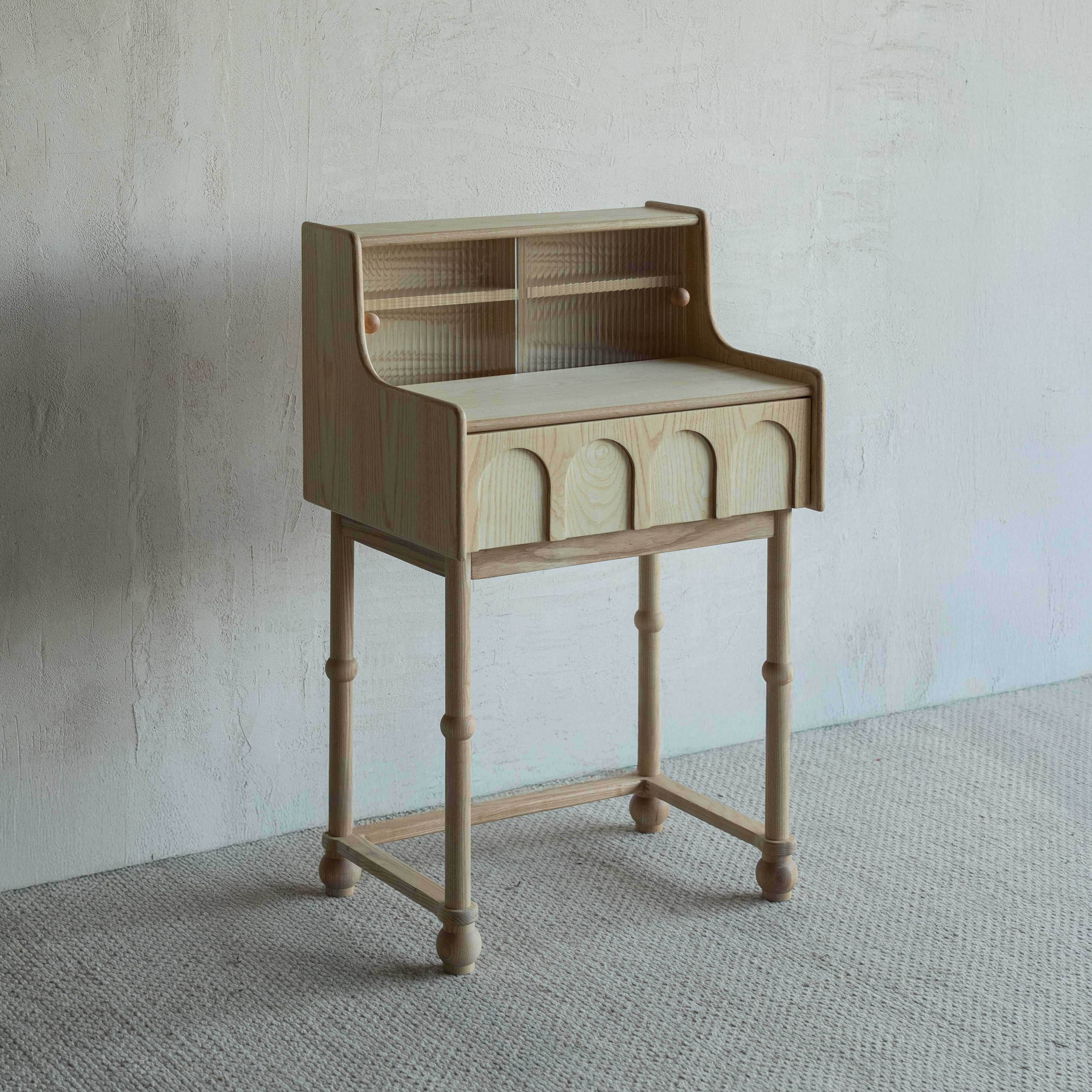 Mavrin Arched Mid Century Dressing Table With Stool - NATURAL - Dressing Table - WS Living Furniture  Furniture Store in Dubai