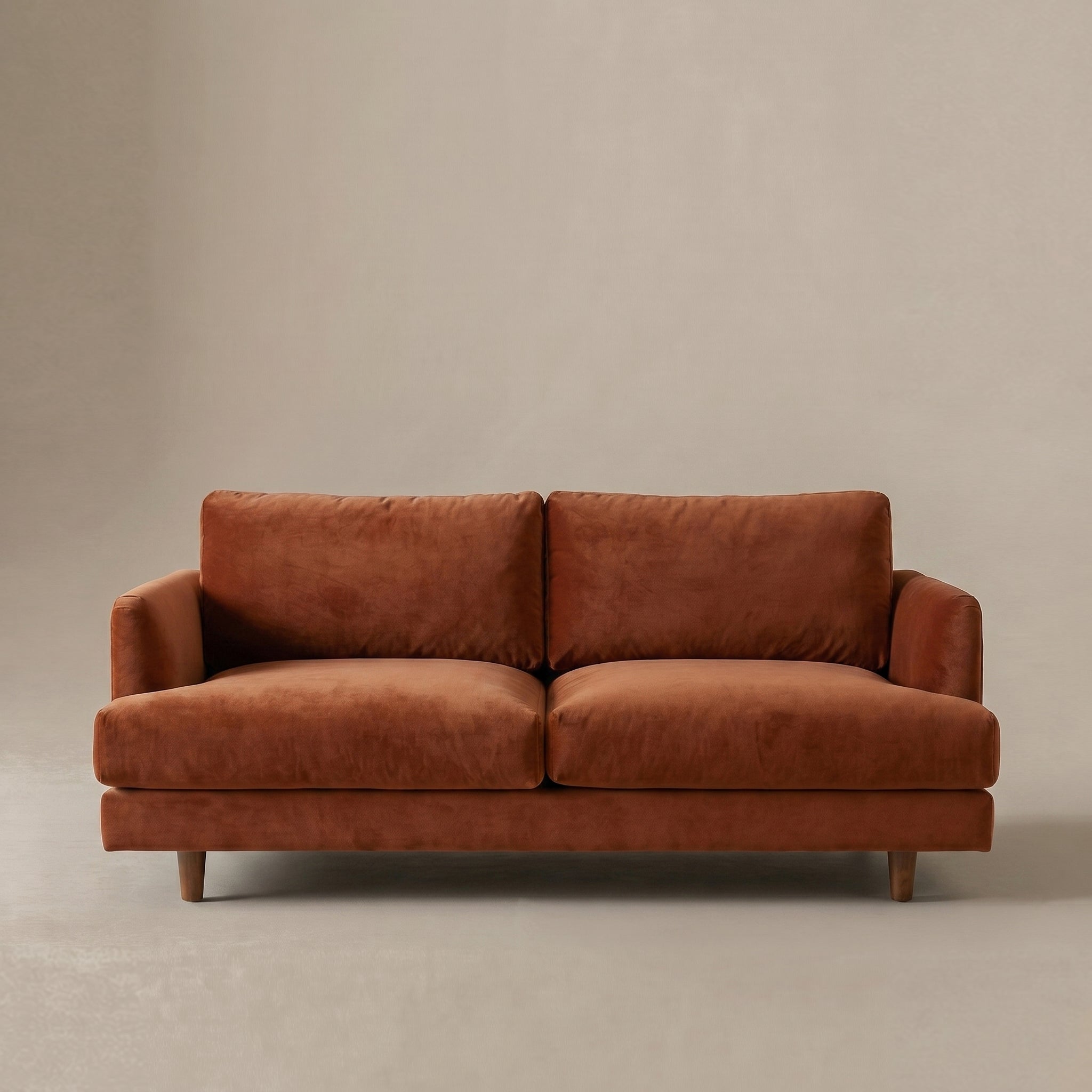 Nest Cotton Velvet Modern Two Seater Sofa - ORANGE