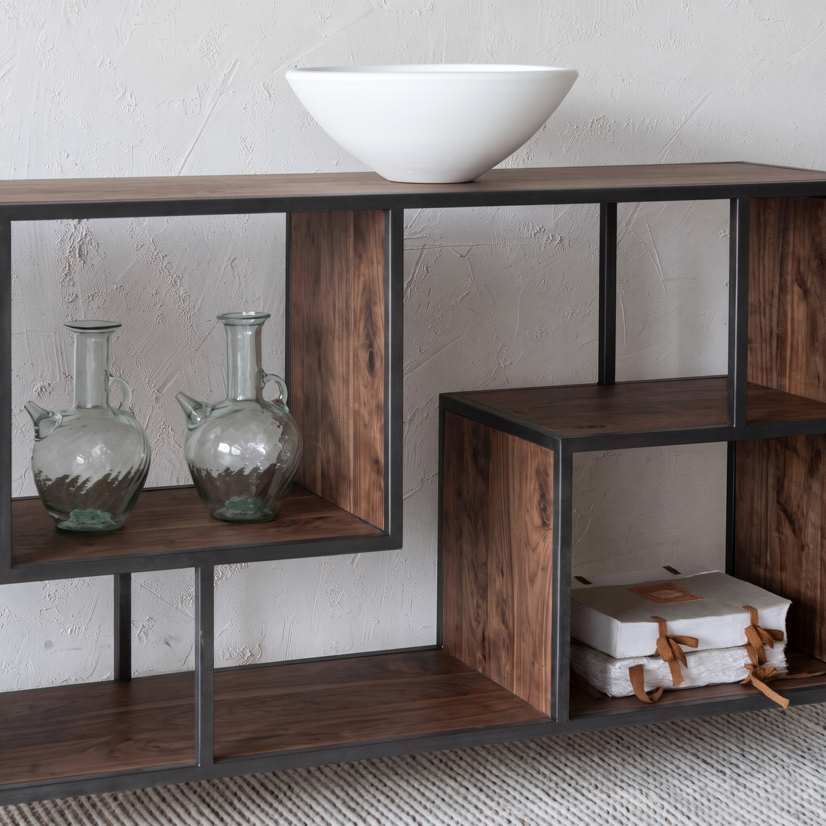 Nordic Multi Column Industrial Console - WALNUT