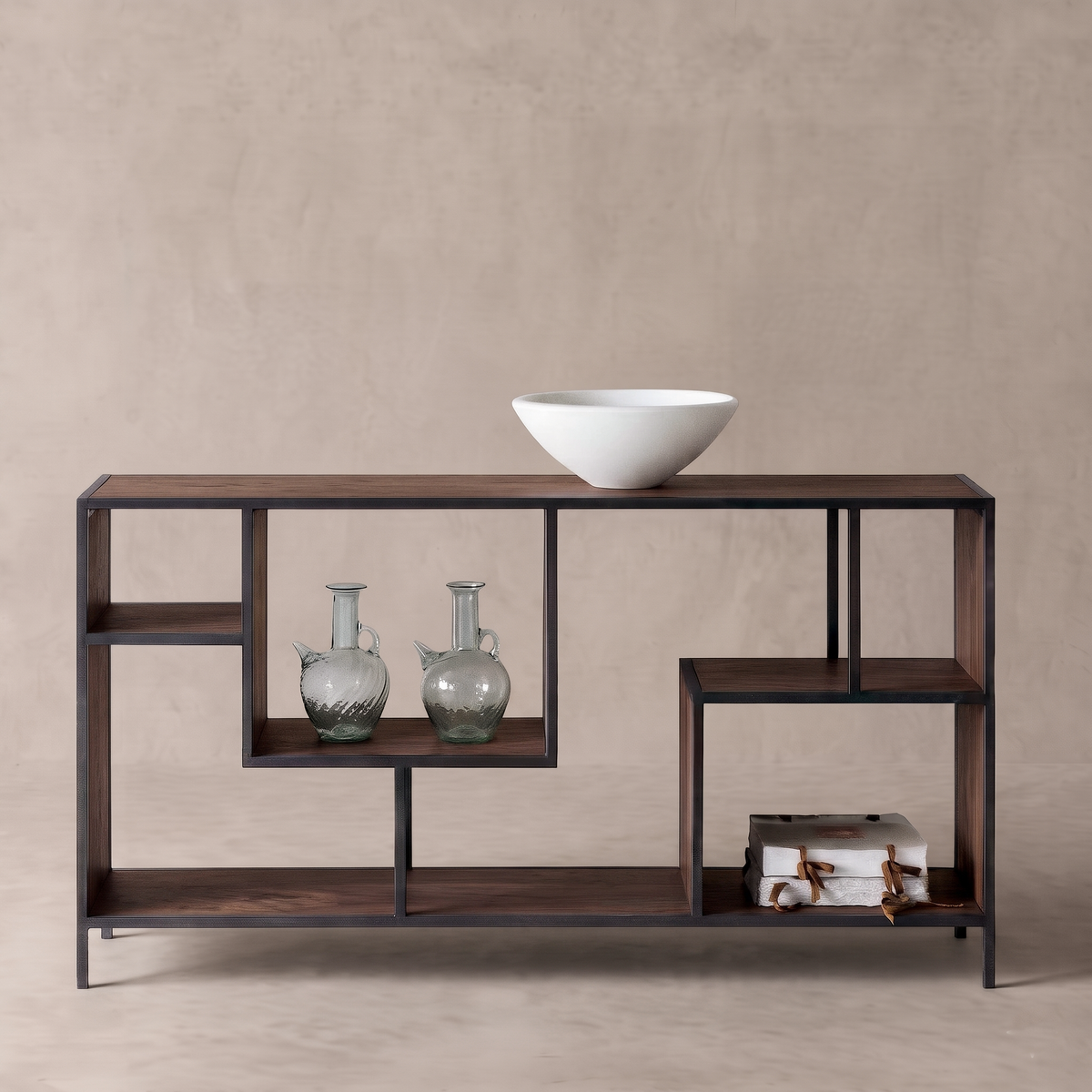Nordic Multi Column Industrial Console - WALNUT