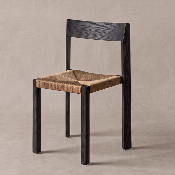 Aalto dark wood and woven rope dining chair for a natural dining set