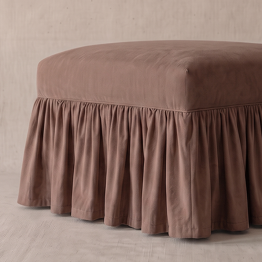 Rosalie Skirted Linen Foot Stool | Pouf