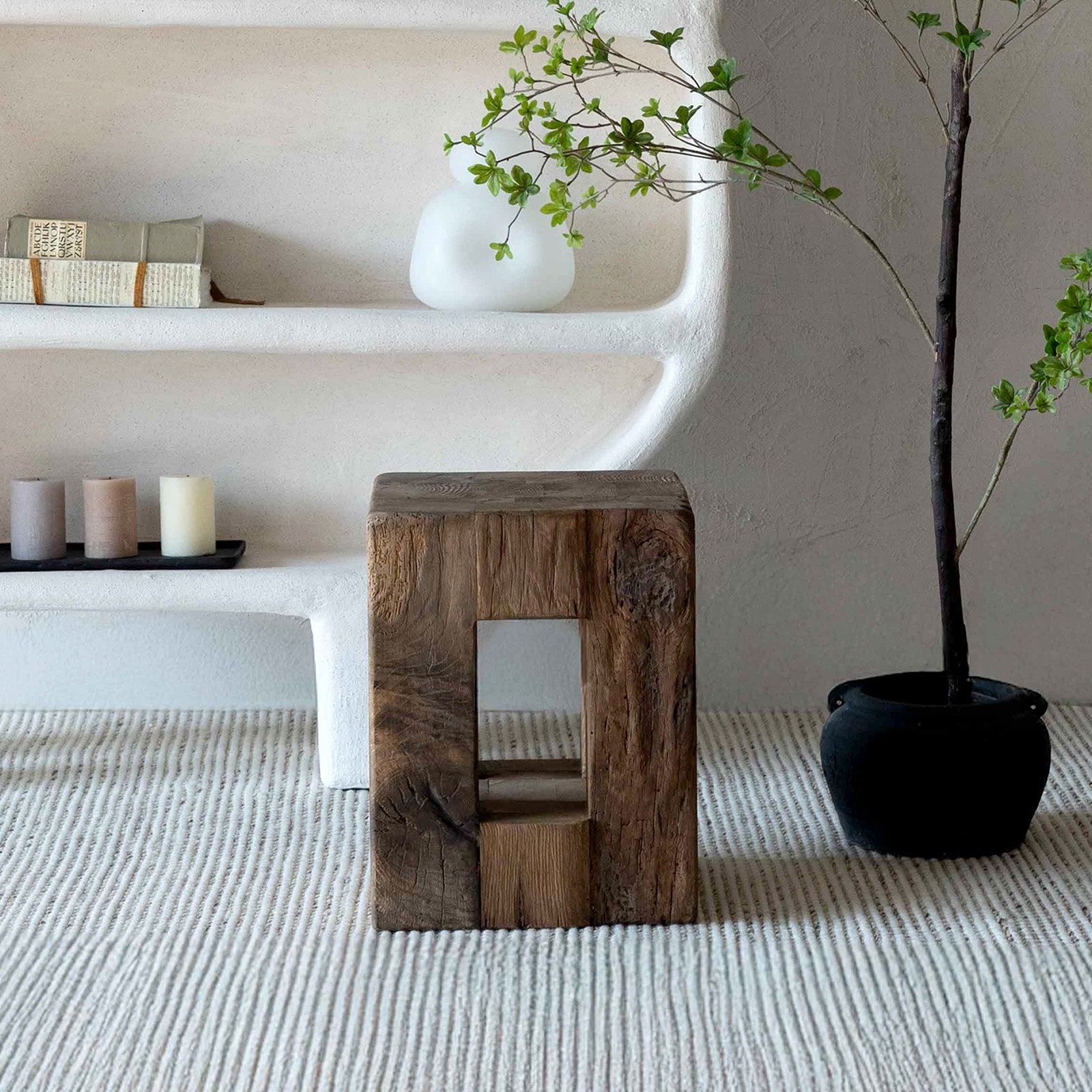 Stump Solid Wood Stool | Accent End Side Table