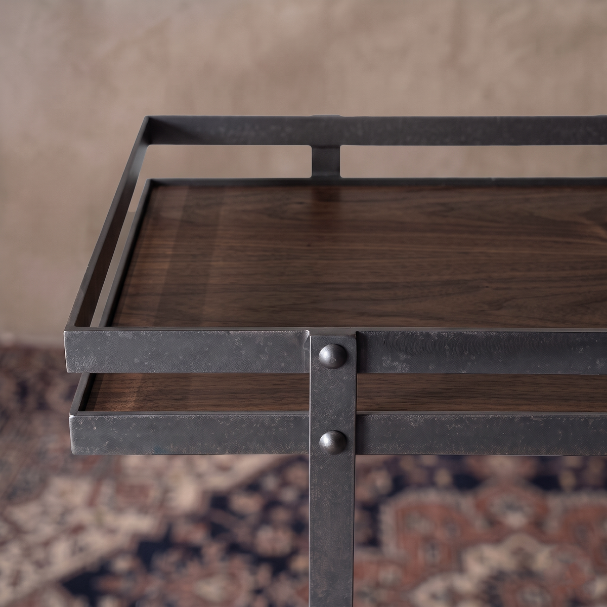 Nordic Urban Wood Serving Cart Trolley - DARK WALNUT